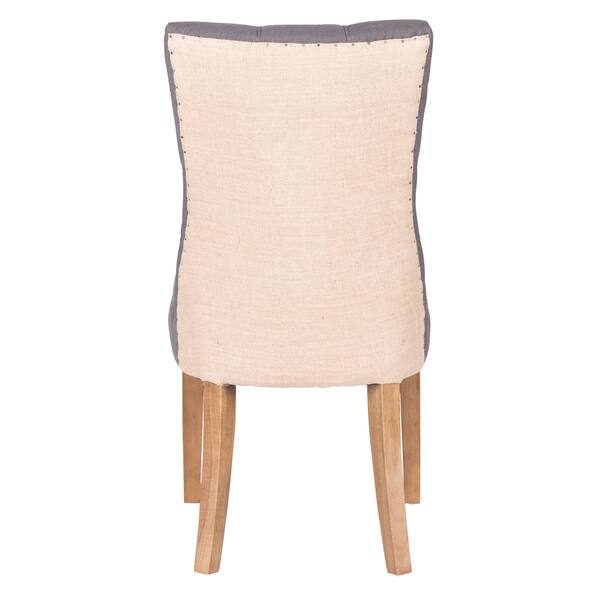 Kosas Home Sienna Dark Charcoal Burlap Wood Linen Dining Burlap Wood