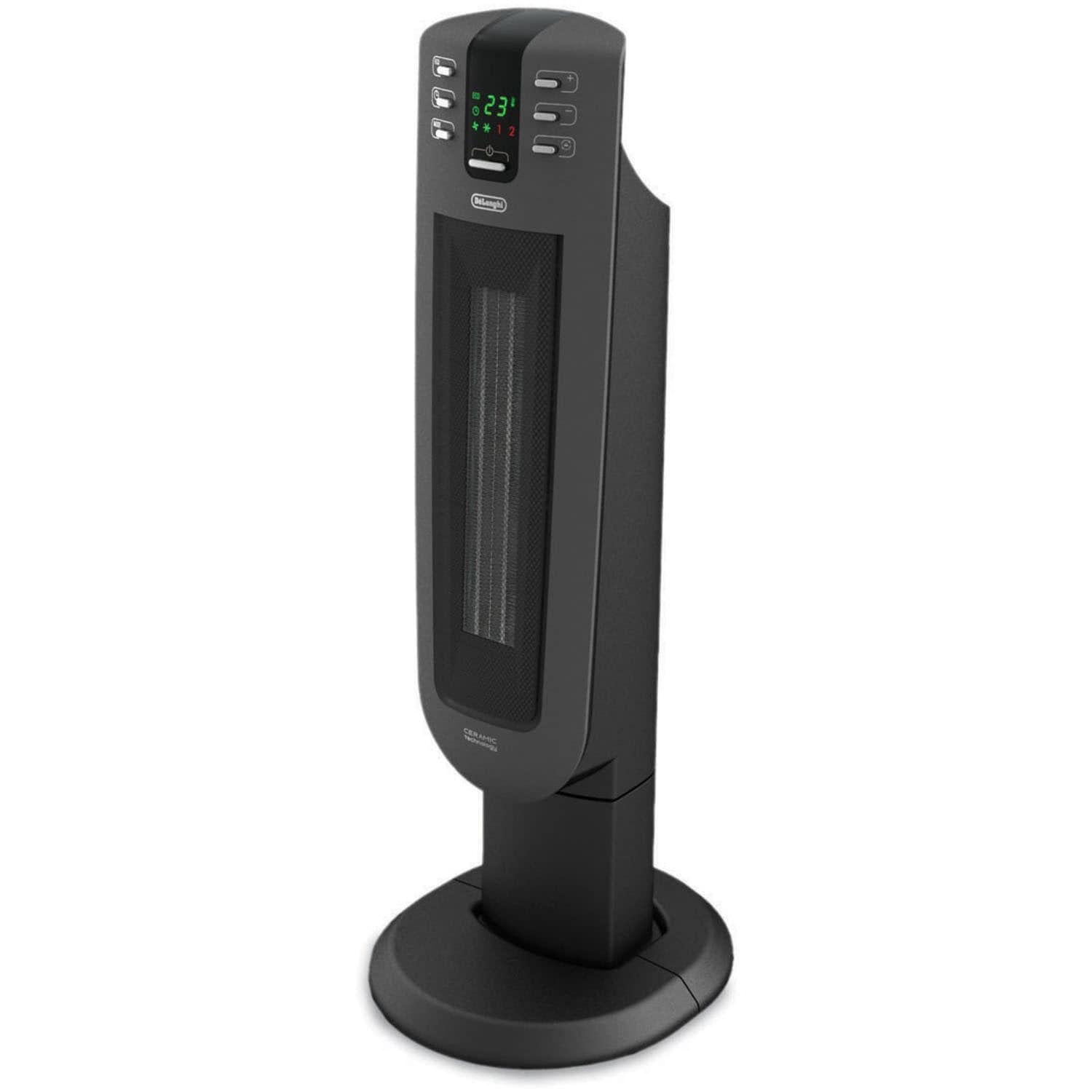 DeLonghi 28 inch 1500 watt Black Safeheat Ceramic Tower Heater with Remote Control and Eco Energy Setting