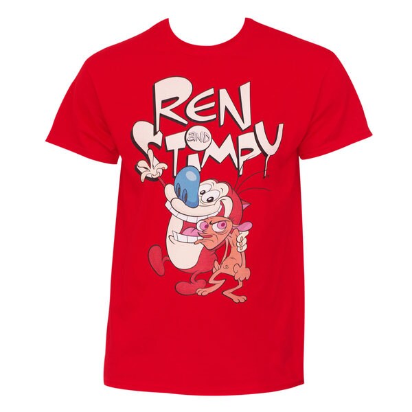 Shop Ren And Stimpy Men's Red T-shirt - Free Shipping On Orders Over ...