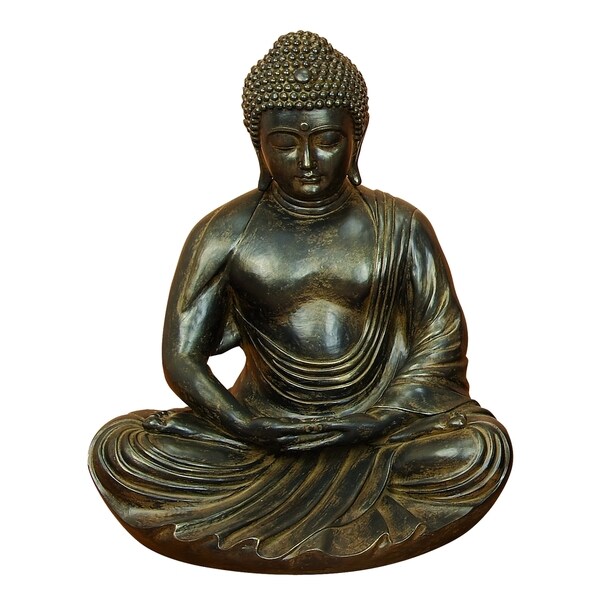 Grey/Brown Polystone Buddha 24 Inches High