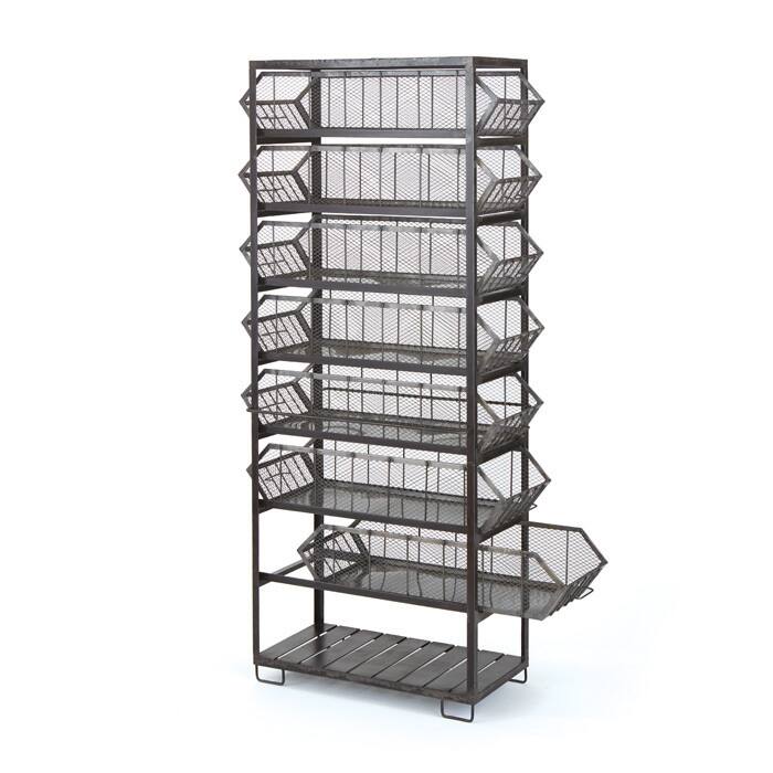Iron Binned Shelving Unit