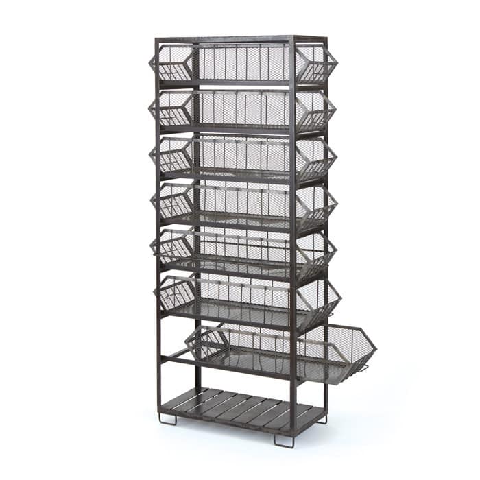 Iron Binned Shelving Unit