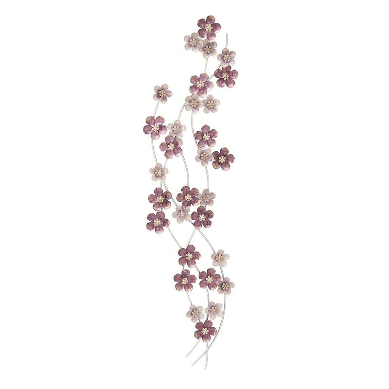 Purple Metal Floral Home Wall Decor