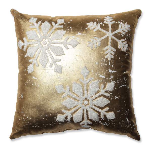 Shop Pillow Perfect Glamour Snowflakes GoldWhite 17.5inch Throw
