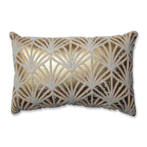 Shop Pillow Perfect Glamour Flock GoldWhite Rectangular Throw Pillow
