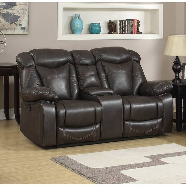 Walter Dark Brown Air Leather Gliding Reclining Loveseat Overstock 11836389