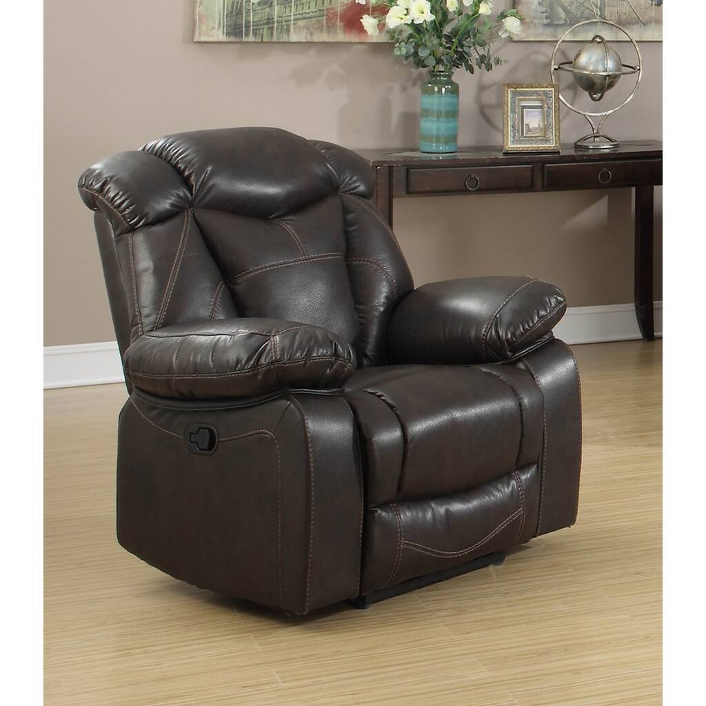Walter Dark Brown Air Leather Living Room Rocking Reclining Chair