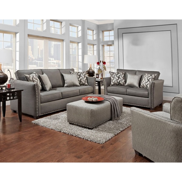 Sofa Trendz Brice Grey Chenille Sofa and Loveseat (Set of 2) - Free ...