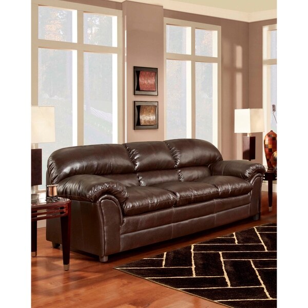 Shop SOFA TRENDZ Browning Chocolate Bonded Leather Sofa Free Shipping Today
