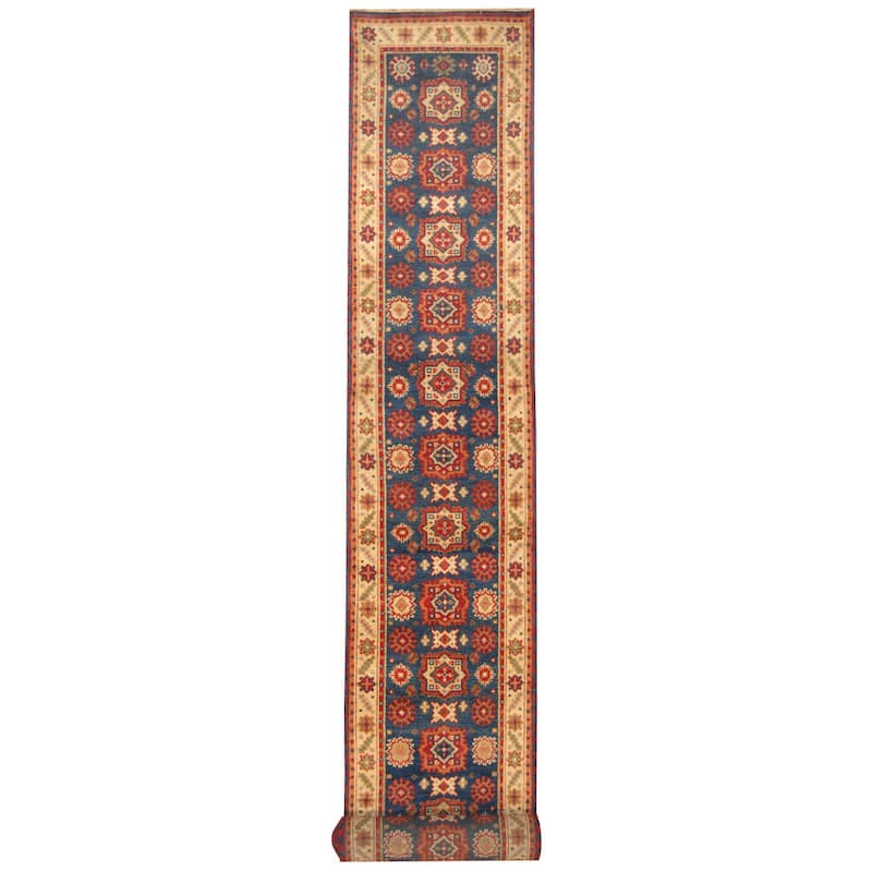 Handmade Kazak Wool Runner (India) - 2'7 x 20