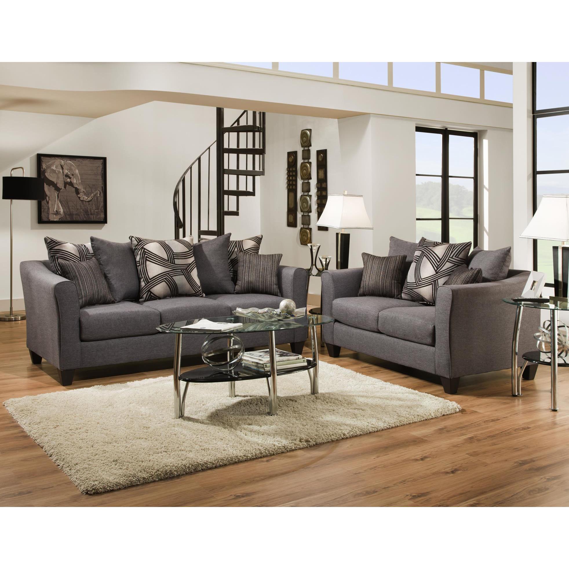 Shop Sofa Trendz Angelo Grey Microfiber Sofa And Loveseat Set Of