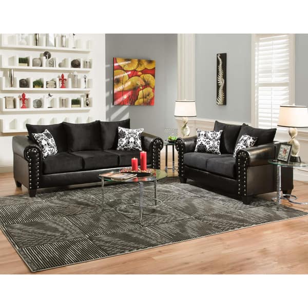 Shop Sofa Trendz May Black Microfiber Faux Leather Sofa And