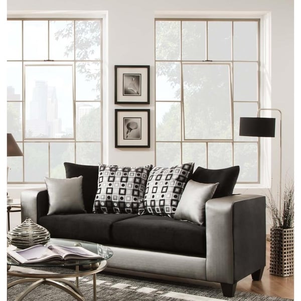Sofa Trendz Mallory Black Silver Microfiber And Polyurethane Sofa Trendz Mallory Black Silver Microfiber And Polyurethane