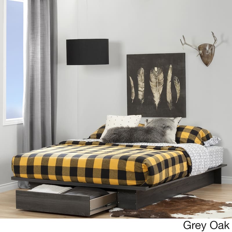 South Shore Holland Platform Bed with drawer - Walnut
