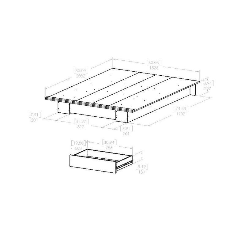 South Shore Holland Platform Bed with drawer