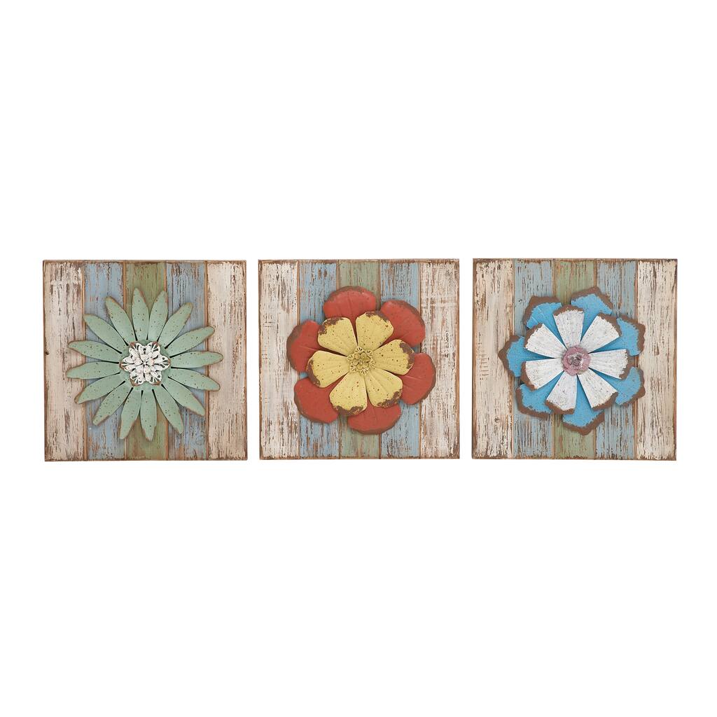 Lovely And Lively Wood Metal Wall Decor 3 Assorted