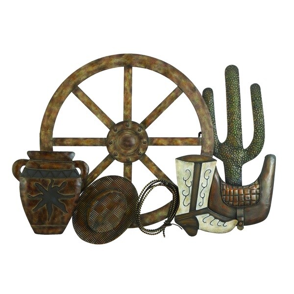 Shop Copper Grove Hyssop Country Western Metal Wall Art Free Shipping