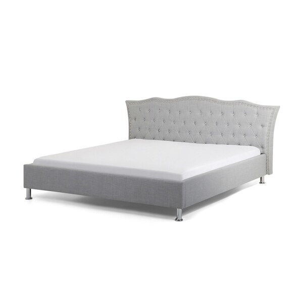 Shop Velago Grey Fabric Queensize Platform Bed Free Shipping Today