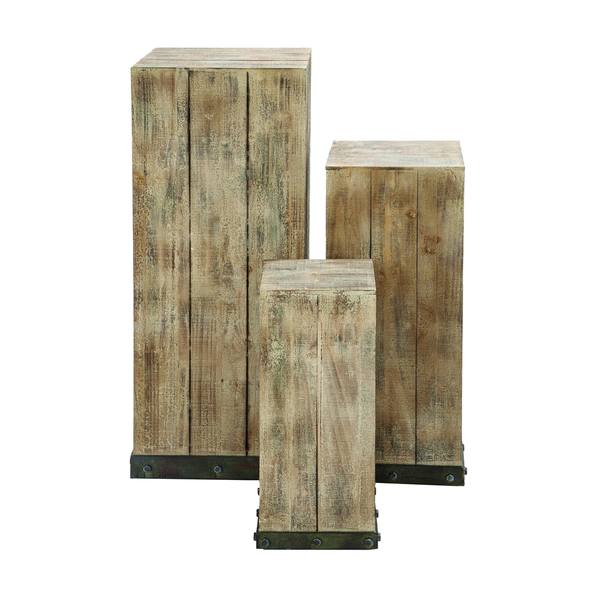 Studio 350 Wood Pedestal Set of 3, 39 inches, 30 inches, 22 inches high