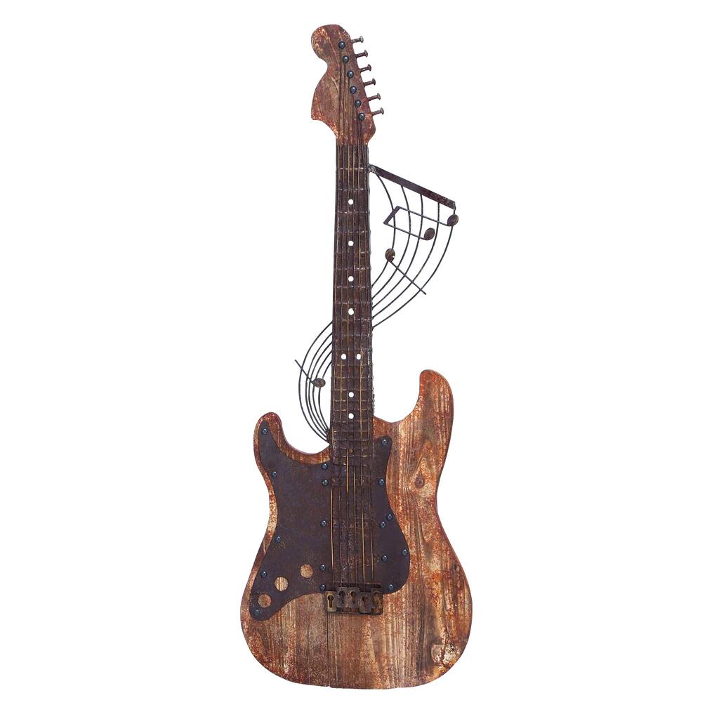 Wood Metal Wall Decor With Brown Rich Wood Finish