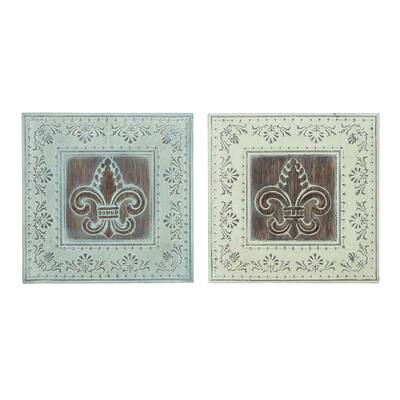 Metal Wall Decor 2 Assorted With Dark Brown Art Work