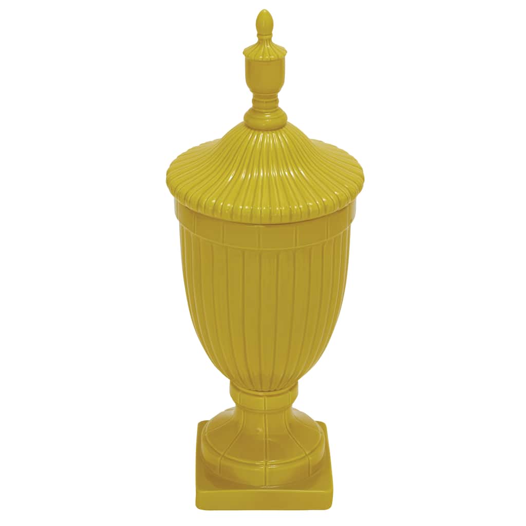 Customary Styled Attractive Ceramic Yellow Urn