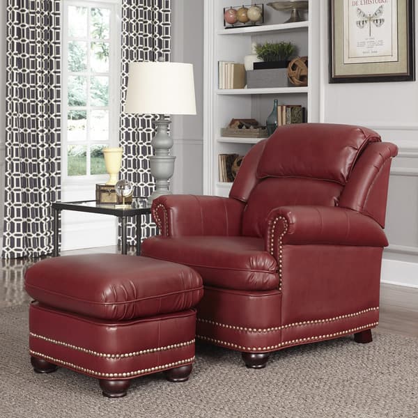 Shop Winston Wine Red Stationary Chair And Ottoman By Home Styles