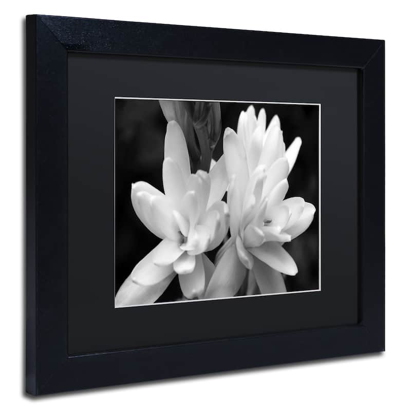 Kurt Shaffer 'Tuber Rose in Black and White' Matted Framed Art