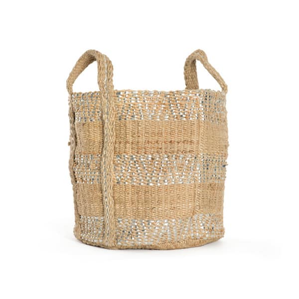 Silver Lining Rope Basket - Overstock - 11838341