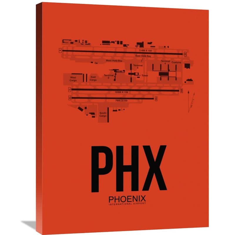 Naxart Studio 'PHX Phoenix Airport Orange' Stretched Canvas Wall Art