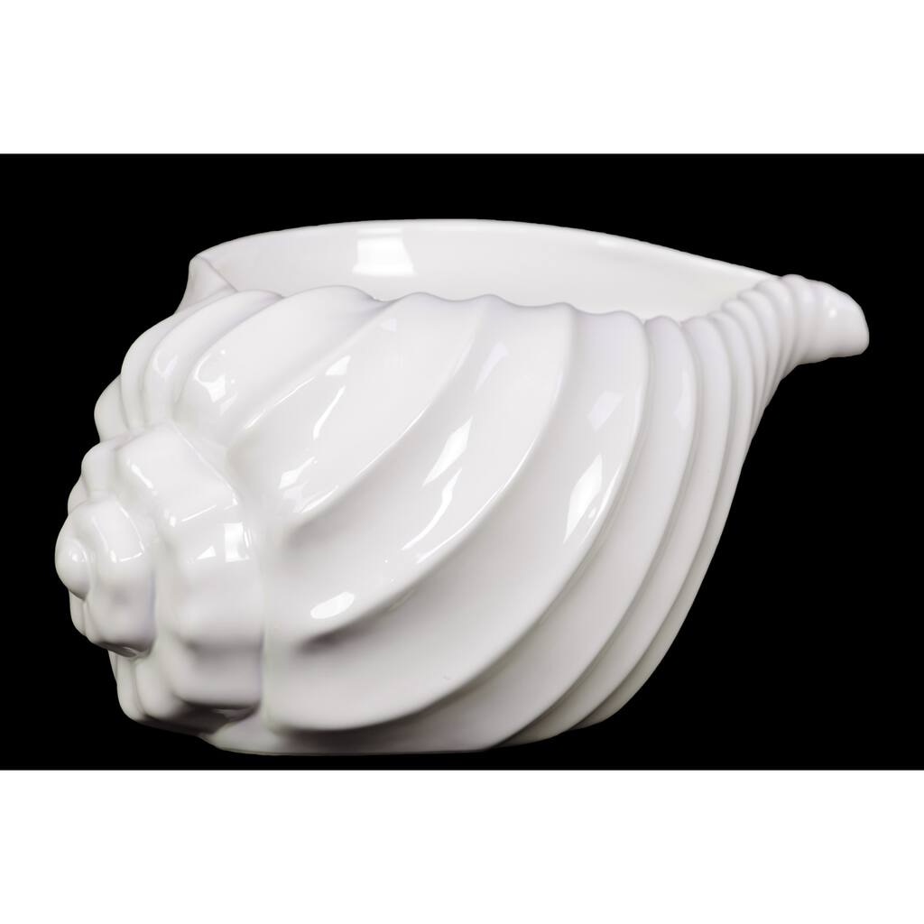 Beautiful, Glossy & Shiny Ceramic Shell Showpiece In White (Large)