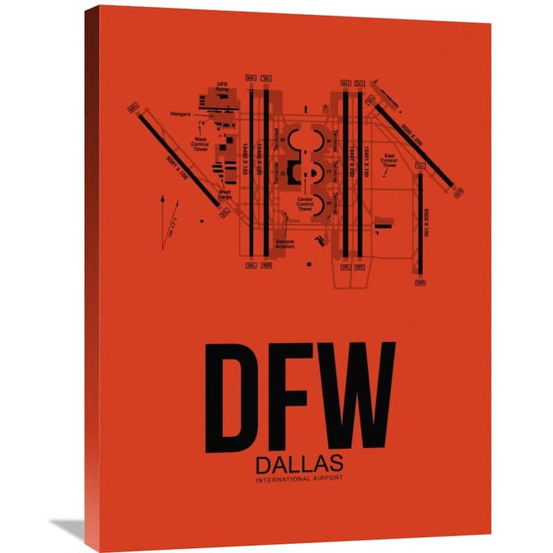 Naxart Studio 'DFW Dallas Airport Orange' Stretched Canvas Wall Art
