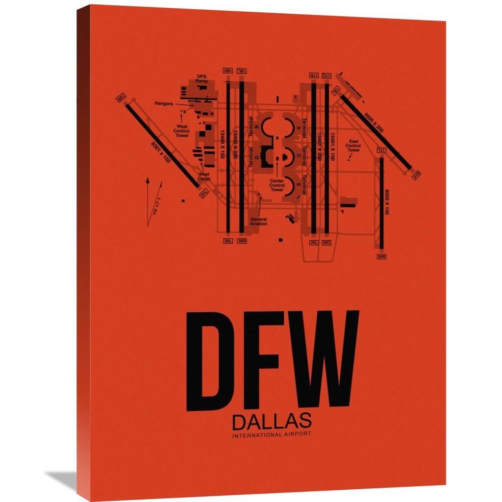 Naxart Studio 'DFW Dallas Airport Orange' Stretched Canvas Wall Art