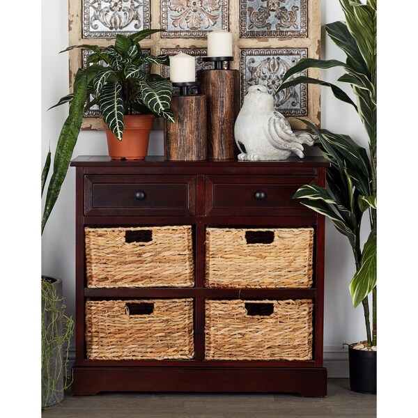 Traditional 28 x 30 Inch Brown Six-Drawer Wooden Chest by Studio 350