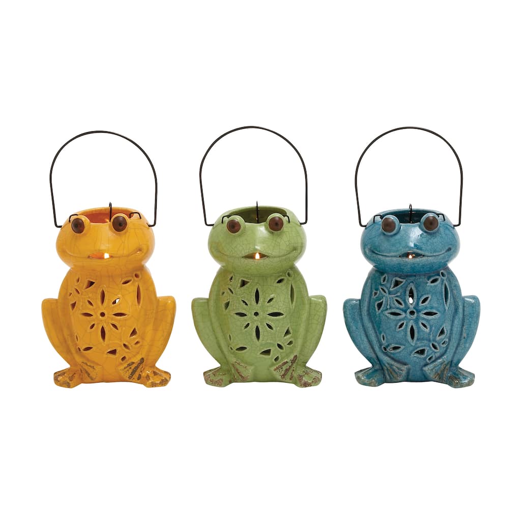 Contemporary Styled Ceramic Frog Lantern 3 Assorted