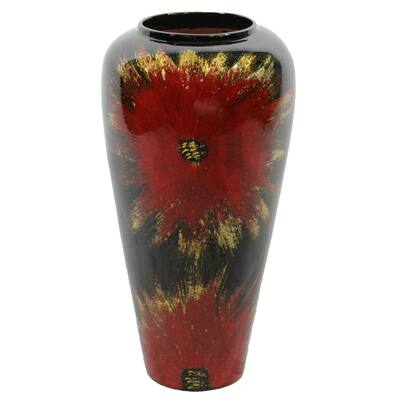 Floral Themed Lacquer Bamboo Vase By Entrada