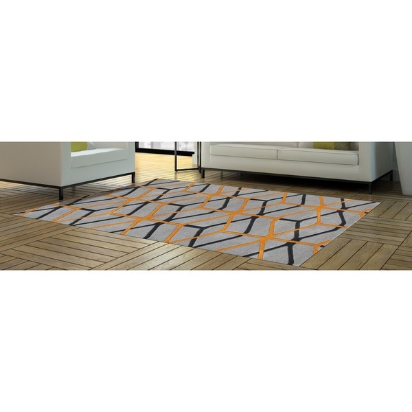 Look To The Alliyah' Fashion Forward Design Geometric Cubes Wool Rug - 8' x 10'