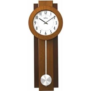 slide 1 of 1, Bulova C3383 Avent Wooden Two-tone Walnut and Mahogany Pendulum Wall Clock