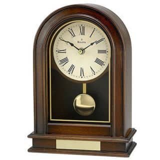 slide 1 of 1, Bulova B7467 Hardwick Wood/Wood Veneer Walnut Analog Clock