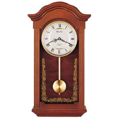 Bulova Baronet Quartz Harmonic Solid Wood Pendulum Analog Wall Clock