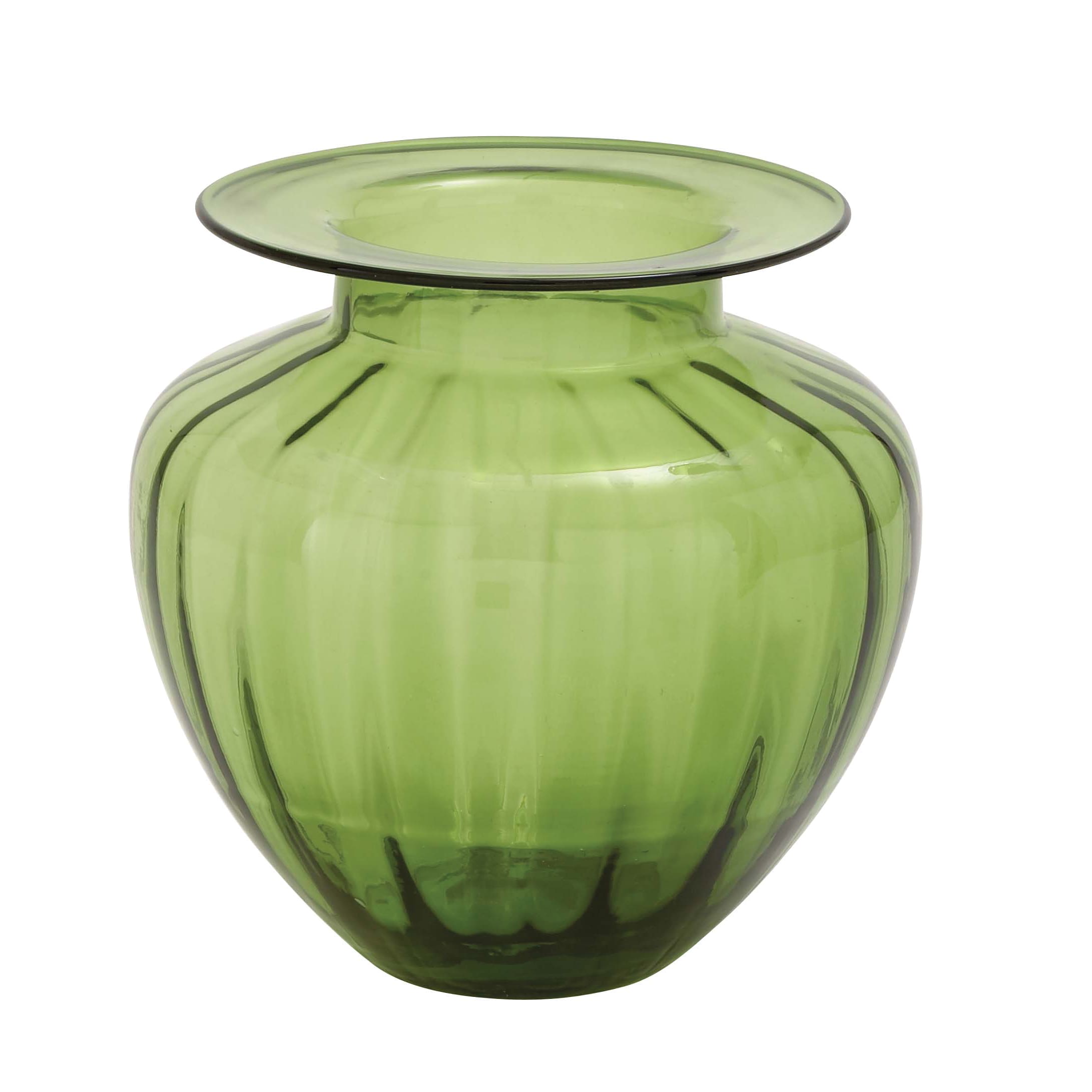 Shop The Wholesome Green Glass 13 Inch X 14 Inch Fluted Vase