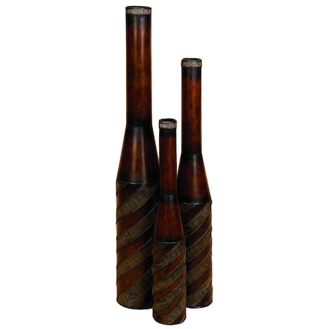 The Curated Nomad Belli Set of 3 Vases Covered in Leather