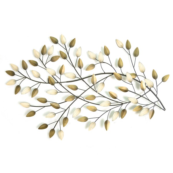 Stratton Home D�cor Beige Metal Blowing Leaves Wall Decoration