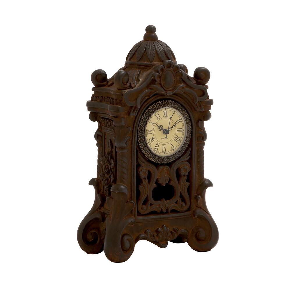 Brown Polished Ceramic Table Clock