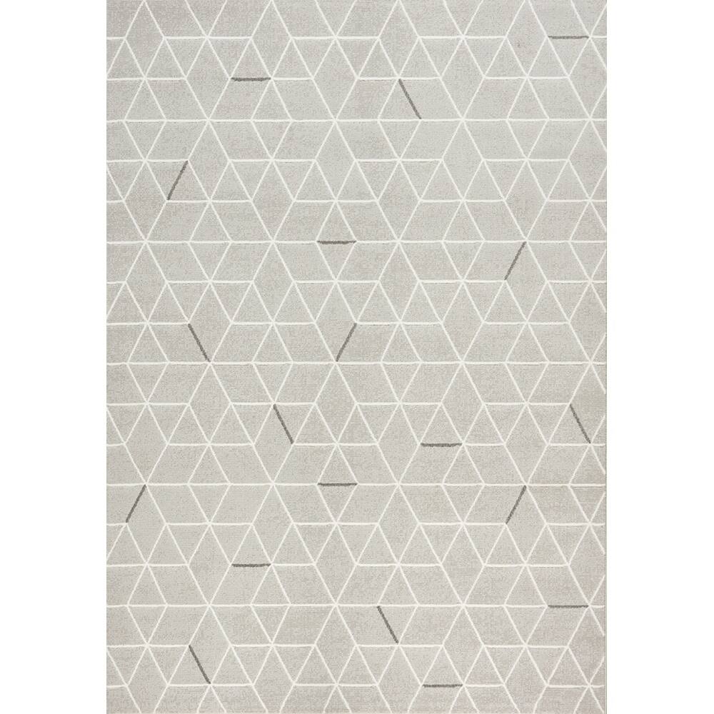 Iris White/ Brown Geometric Rug (7'10 x 10'10) - 7'10" x 10'10"