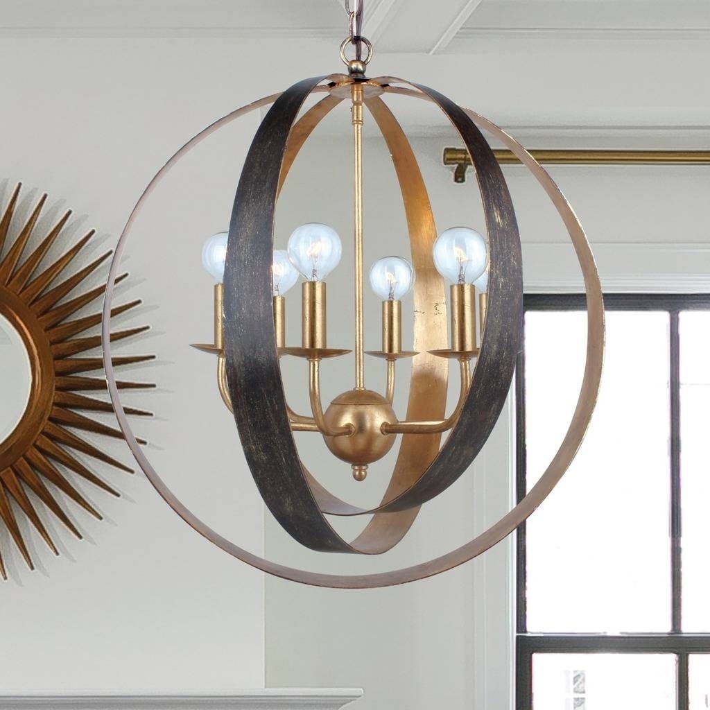 6-light English Bronze/Antique Gold Chandelier - Chandeliers For Bedrooms by Overstock.com