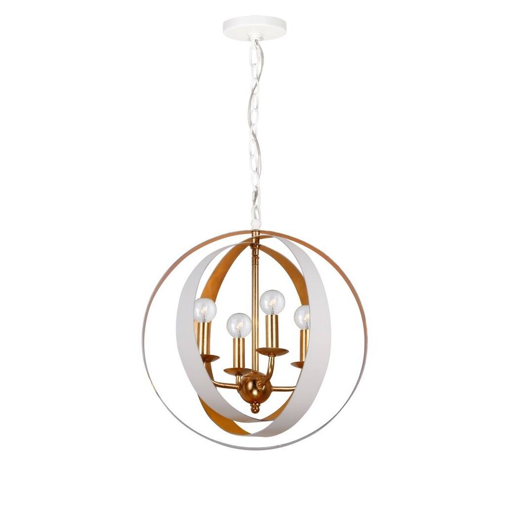 Crystorama Luna Collection 4-light Matte White/Antique Gold Chandelier - Chandeliers For Bedrooms by Overstock.com