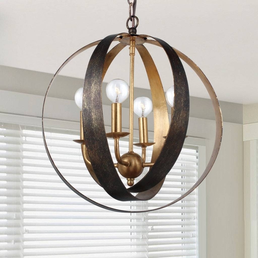 4-light English Bronze/Antique Gold Chandelier - Chandeliers For Bedrooms by Overstock.com