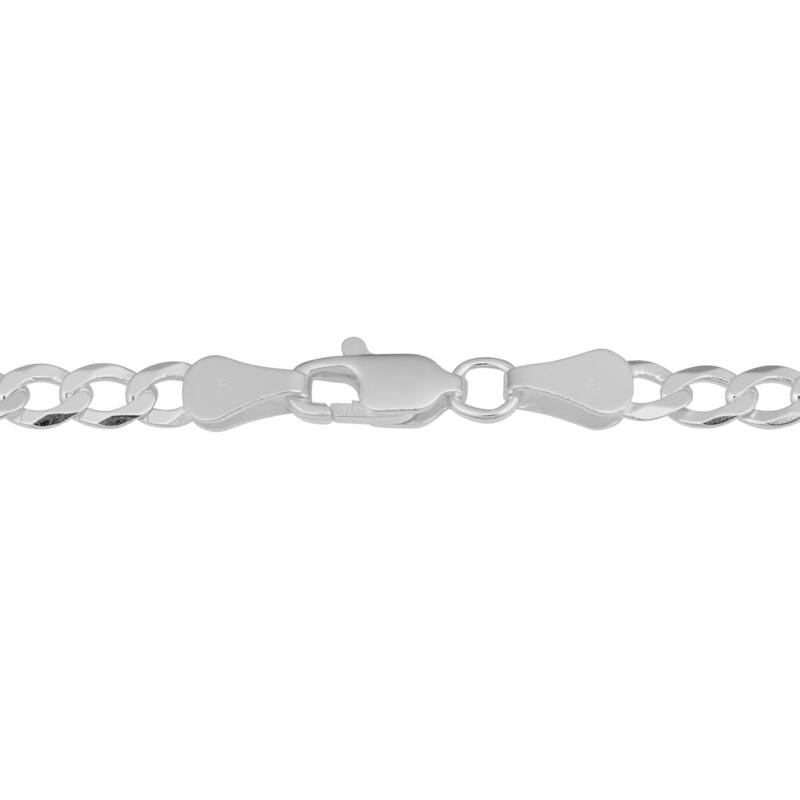 Fremada Italian Rhodium Plated Sterling Silver Men's 4.5-mm High Polish Figaro Link Necklace