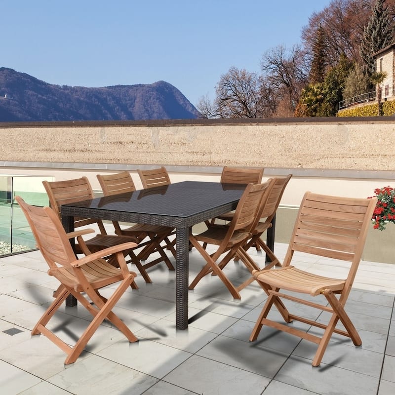 Amazonia Teak Bordeaux 9-piece Rectangular Patio Dining Set - 9 Piece - Brown